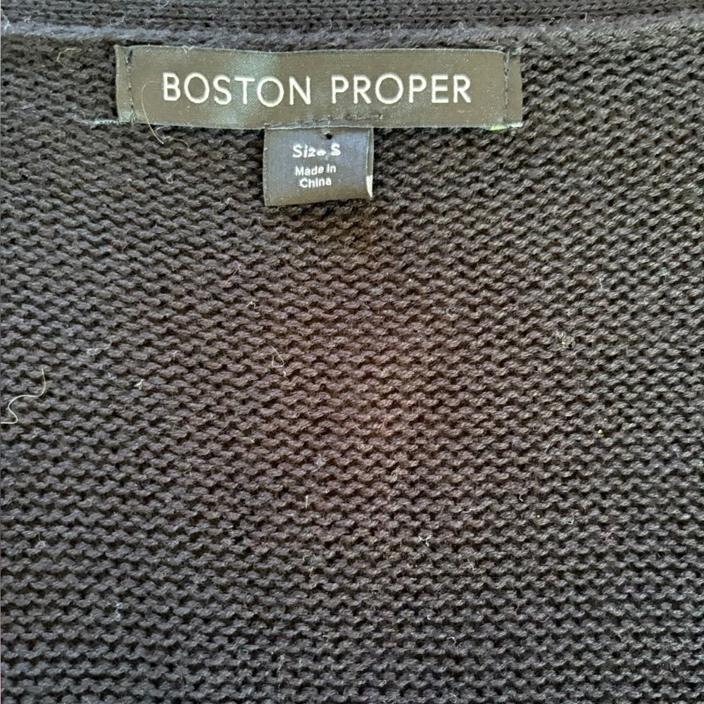 Boston Proper Crochet Knit Open Front Cardigan Sweater Duster Womans Small - Picture 6 of 9